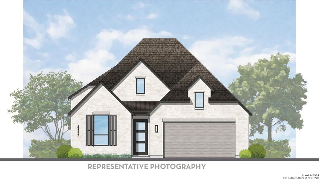 Exterior rendering of this home design in Mayfair: 50ft. lots, New Braunfels, TX (Image 3).