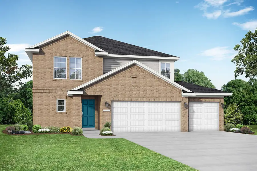 Representative exterior photo of a completed home built from the The Tierra with 3-Car Garage by Davidson Homes LLC in River Ranch Meadows, Dayton, TX (Image 2).