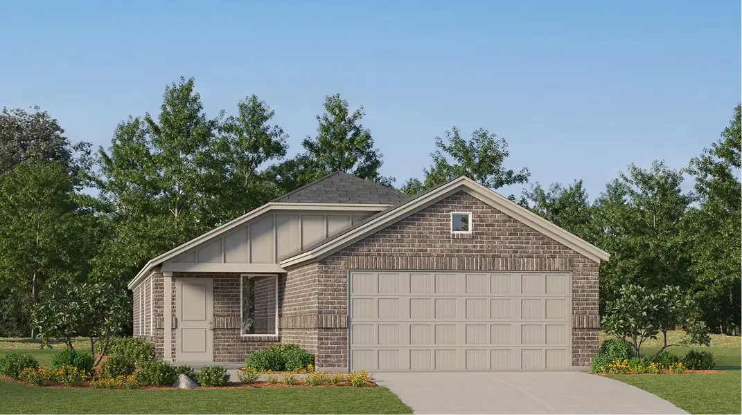 Front exterior of a new home in Chapel Run, Montgomery, TX, highlighting curb appeal (Image 1). Front exterior of a new home in Chapel Run, Montgomery, TX, highlighting curb appeal (Image 1).