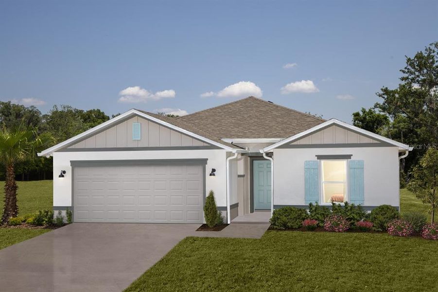 Front exterior of a new home in Ross Creek, Lakeland, FL, highlighting curb appeal (Image 1). Front exterior of a new home in Ross Creek, Lakeland, FL, highlighting curb appeal (Image 1).