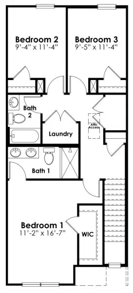 2D floor plan layout of this home in Hunter's Branch Townhomes, Hopkins, SC (Image 3).