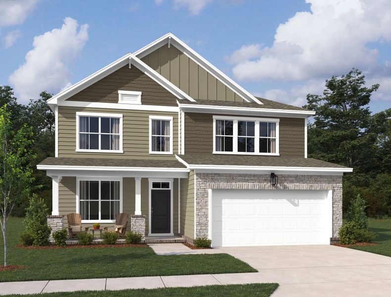 Representative exterior photo of a completed home built from the Macon by Ashton Woods in Ascent at Arbor Ridge, La Vergne, TN (Image 14).