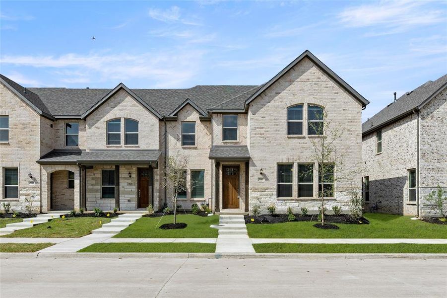 Front exterior of a new home in Timber Ridge, Corinth, TX, highlighting curb appeal (Image 19).