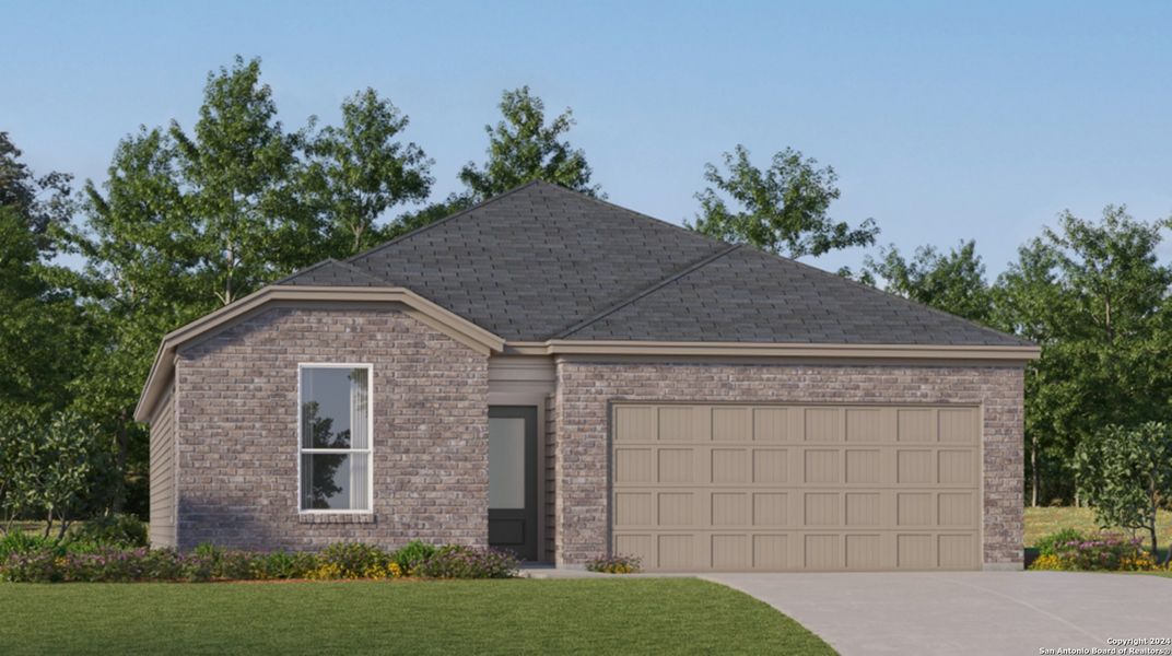 Front exterior of a new home in Brookmill, San Antonio, TX, highlighting curb appeal (Image 1). Front exterior of a new home in Brookmill, San Antonio, TX, highlighting curb appeal (Image 1).