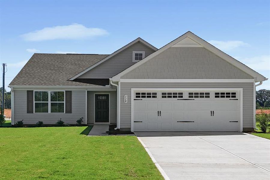 Front exterior of a new home in Bronson Ridge, Greenwood, SC, highlighting curb appeal (Image 1).