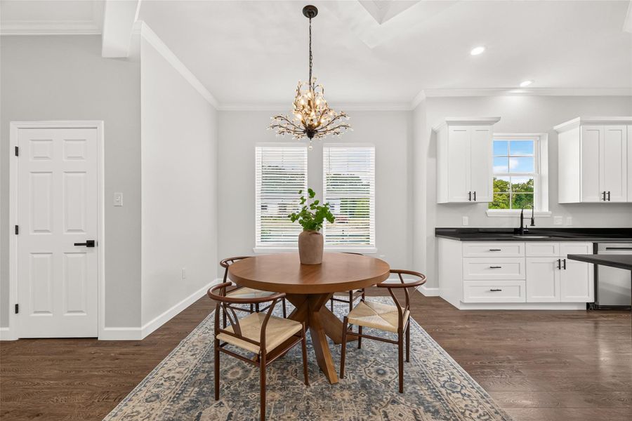 Bright dining space overlooking the home's open-concept interior.