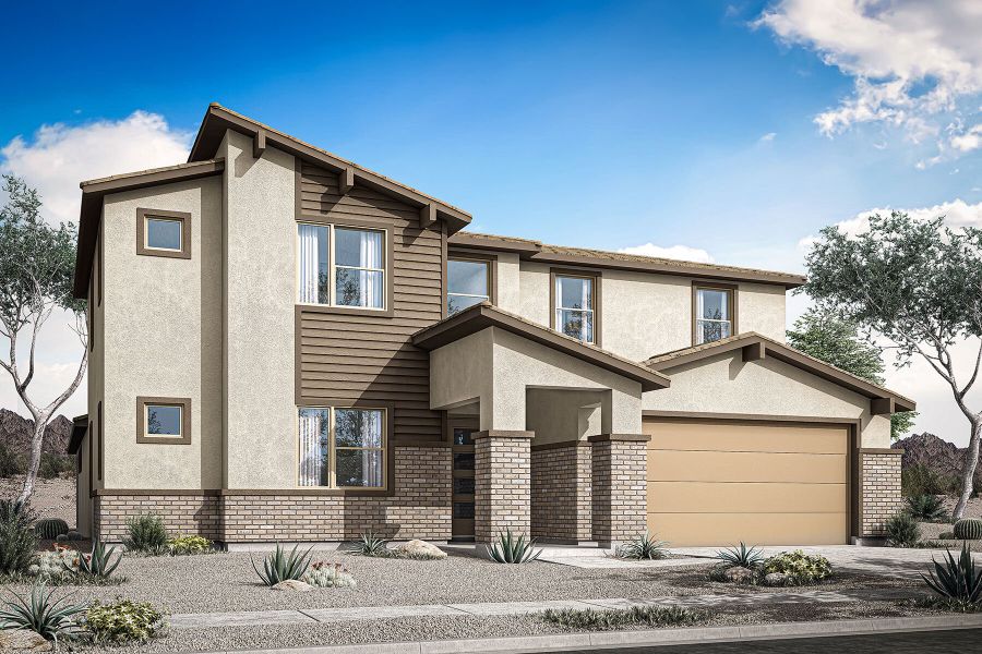 Representative exterior photo of a completed home built from the Slate by Mattamy Homes in Empire Pointe, Queen Creek, AZ (Image 22). Representative exterior photo of a completed home built from the Slate by Mattamy Homes in Empire Pointe, Queen Creek, AZ (Image 22).