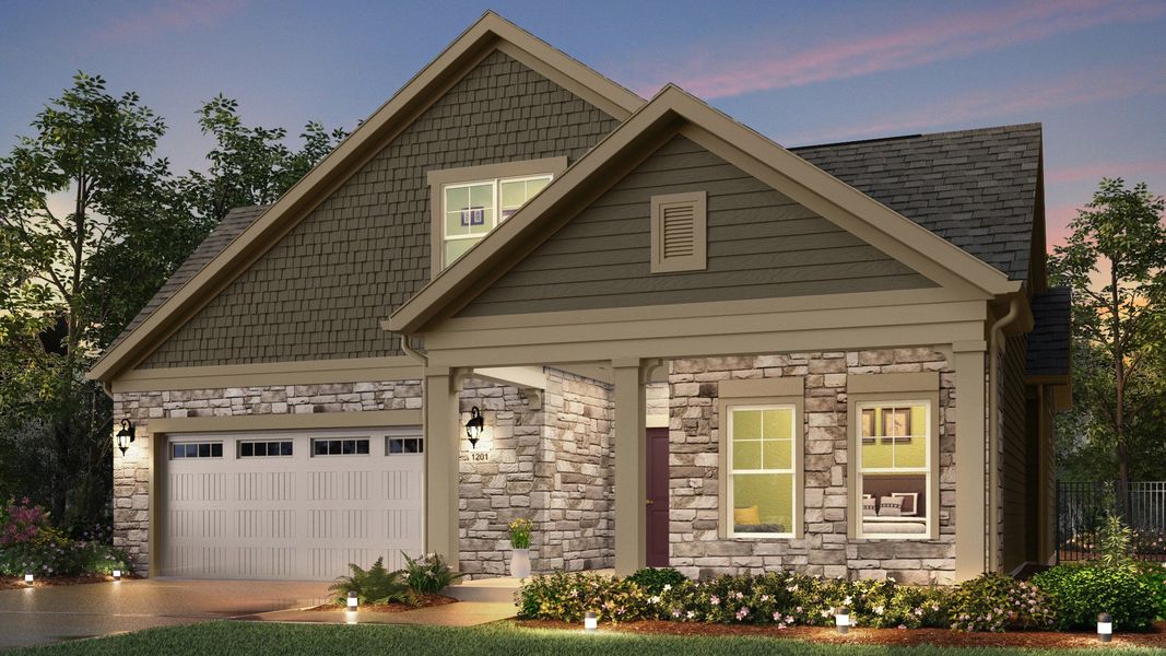 Representative exterior photo of a completed home built from the Portico by Epcon Communities in The Villas at Pinewood, Asheboro, NC (Image 23). Representative exterior photo of a completed home built from the Portico by Epcon Communities in The Villas at Pinewood, Asheboro, NC (Image 23).