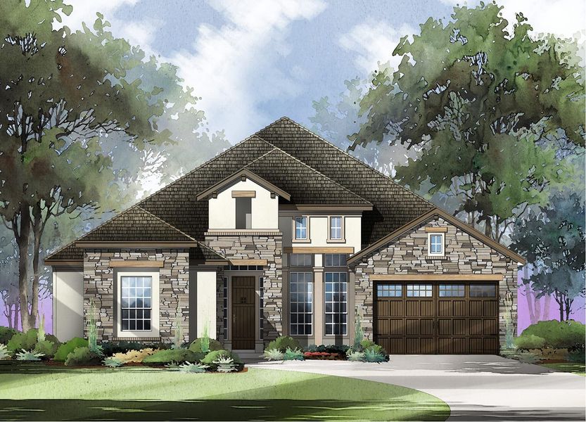 Presidio Floor Plan in The Colony- 80', Bastrop | Sitterle Homes Elevation B Presidio Floor Plan in The Colony- 80', Bastrop | Sitterle Homes Elevation B