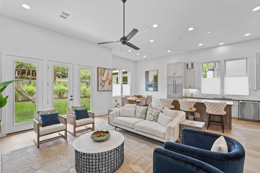 Furnished interior view inside a new home in Spyglass, Austin (Image 28). Furnished interior view inside a new home in Spyglass, Austin (Image 28).