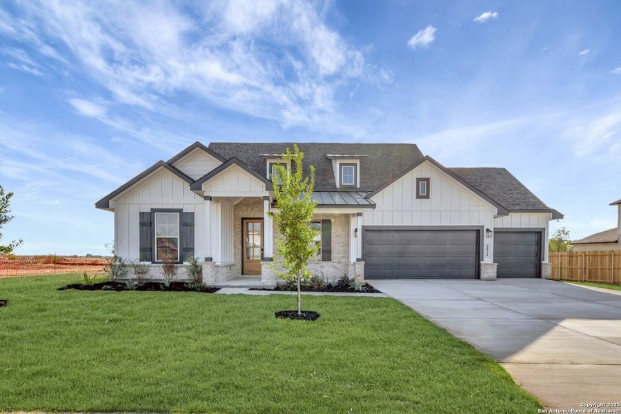 Front exterior of a new home in Preserve at Annabelle Ranch, San Antonio, TX, highlighting curb appeal (Image 1). Front exterior of a new home in Preserve at Annabelle Ranch, San Antonio, TX, highlighting curb appeal (Image 1).
