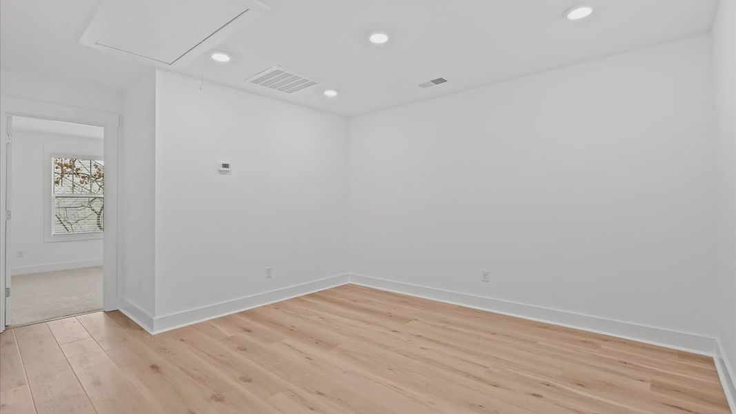 Hardwood flooring enhances the versatility of this elegant upper-level loft space located at Pelham Crossing