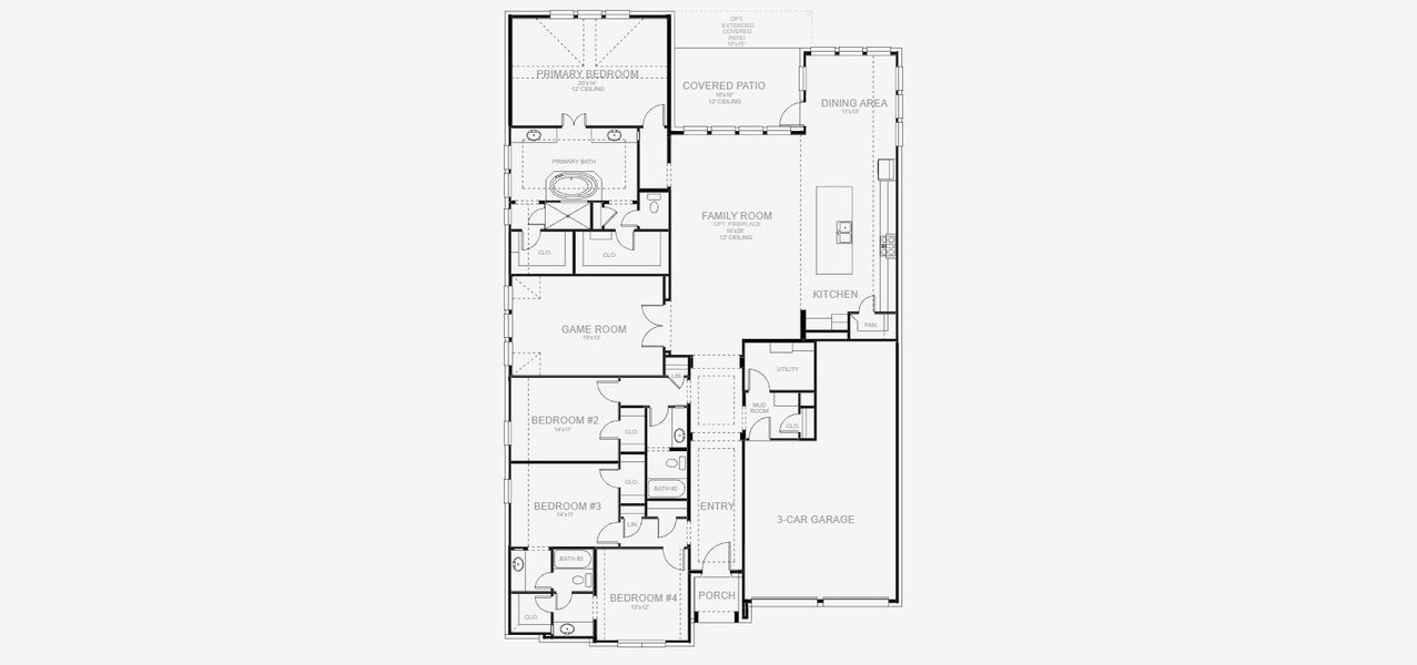 2D floor plan layout for the 2994W by Perry Homes in Landmark, Denton, TX (Image 3).
