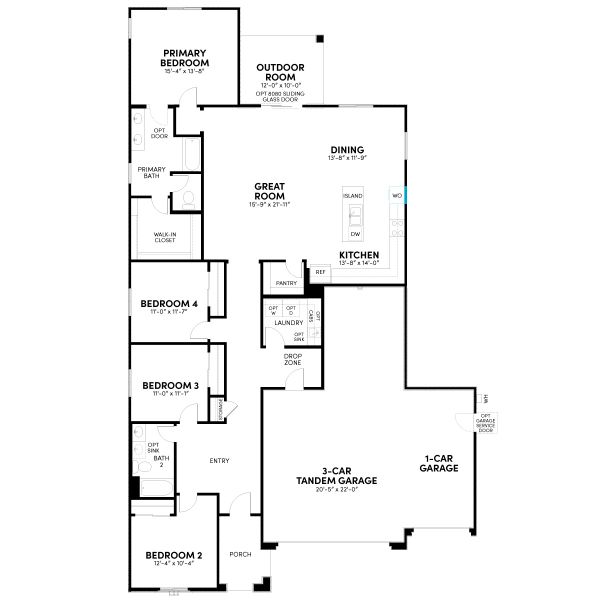2D floor plan layout for the Ironwood by Brookfield Residential in Mariposa at Blossom Rock, Apache Junction, AZ (Image 8). 2D floor plan layout for the Ironwood by Brookfield Residential in Mariposa at Blossom Rock, Apache Junction, AZ (Image 8).