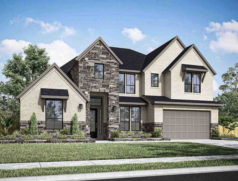 Representative exterior photo of a completed home built from the Windhaven by Tri Pointe Homes in Cross Creek Ranch 65′, Fulshear, TX (Image 19). Representative exterior photo of a completed home built from the Windhaven by Tri Pointe Homes in Cross Creek Ranch 65′, Fulshear, TX (Image 19).