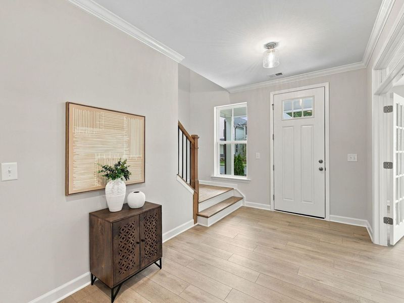 Furnished interior view inside a new home in Forestville Yard, Knightdale (Image 5). Furnished interior view inside a new home in Forestville Yard, Knightdale (Image 5).