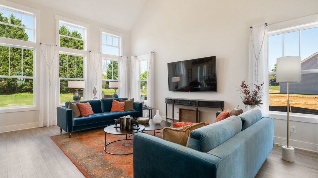 Central gathering space in the Sutherland Design, ideal for both quiet moments and lively entertaining in Seneca, SC
