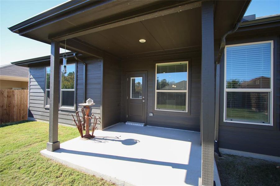 Covered patio offers shade from sunny Texas days