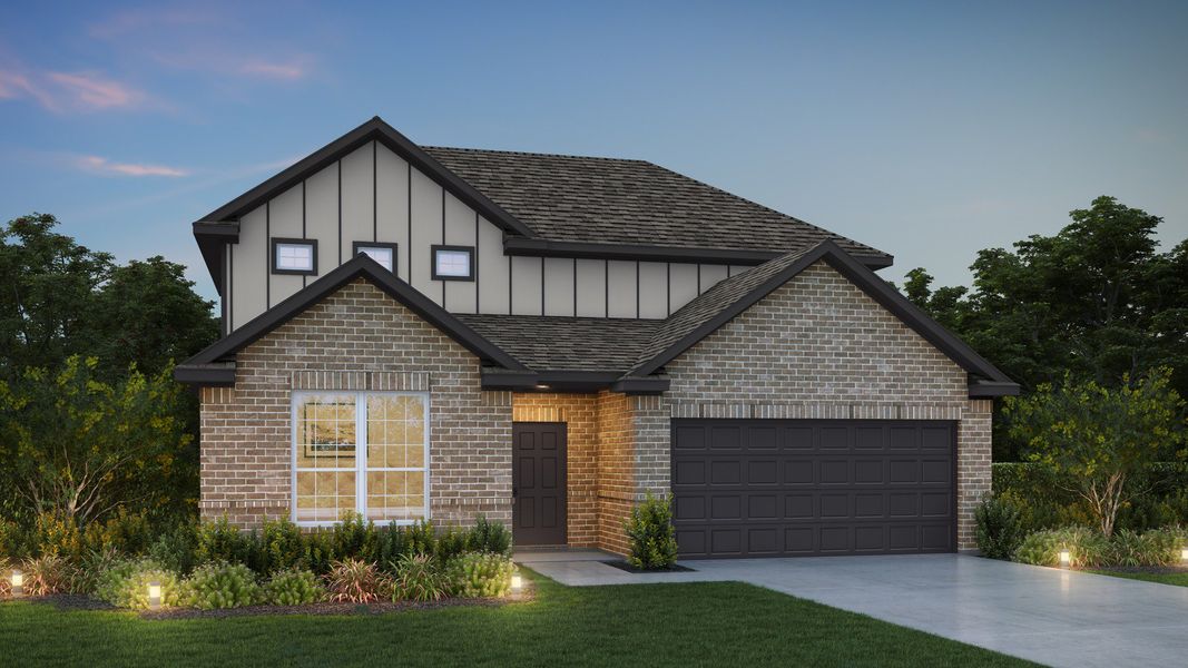 Representative exterior photo of a completed home built from the The Fairway by Legend Homes in Rocky Creek Crossing, Crowley, TX (Image 2). Representative exterior photo of a completed home built from the The Fairway by Legend Homes in Rocky Creek Crossing, Crowley, TX (Image 2).