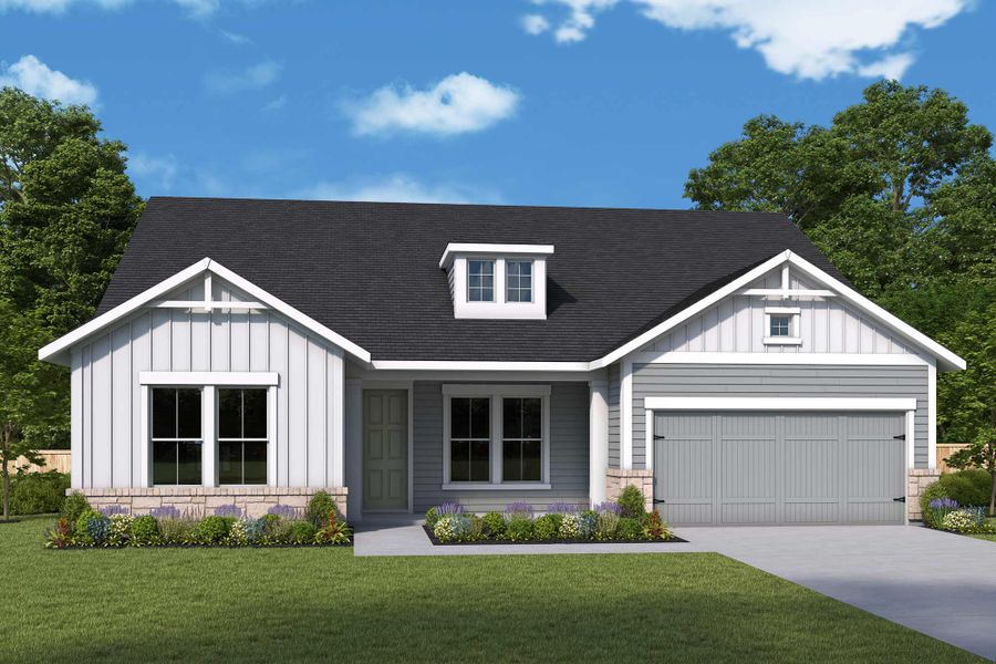 Representative exterior photo of a completed home built from the The Pendula by David Weekley Homes in Old Mill Preserve, Dallas, GA (Image 2).