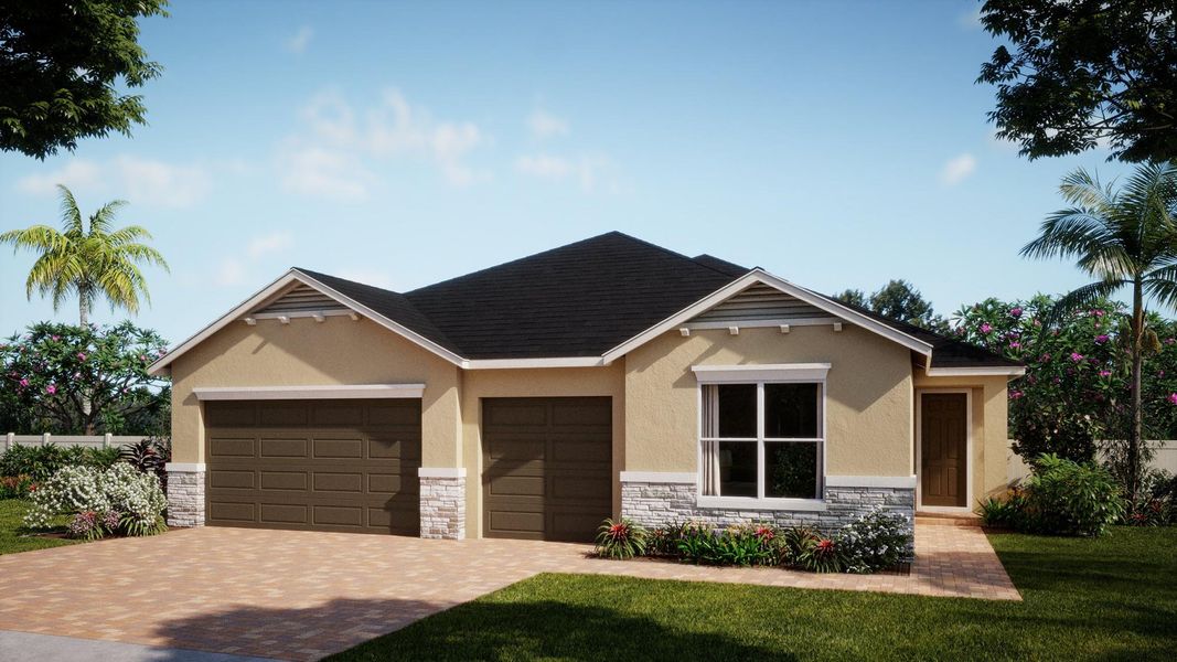 Representative exterior photo of a completed home built from the Longleaf by Risewell Homes in Country Club Estates, Palm Bay, FL (Image 18).