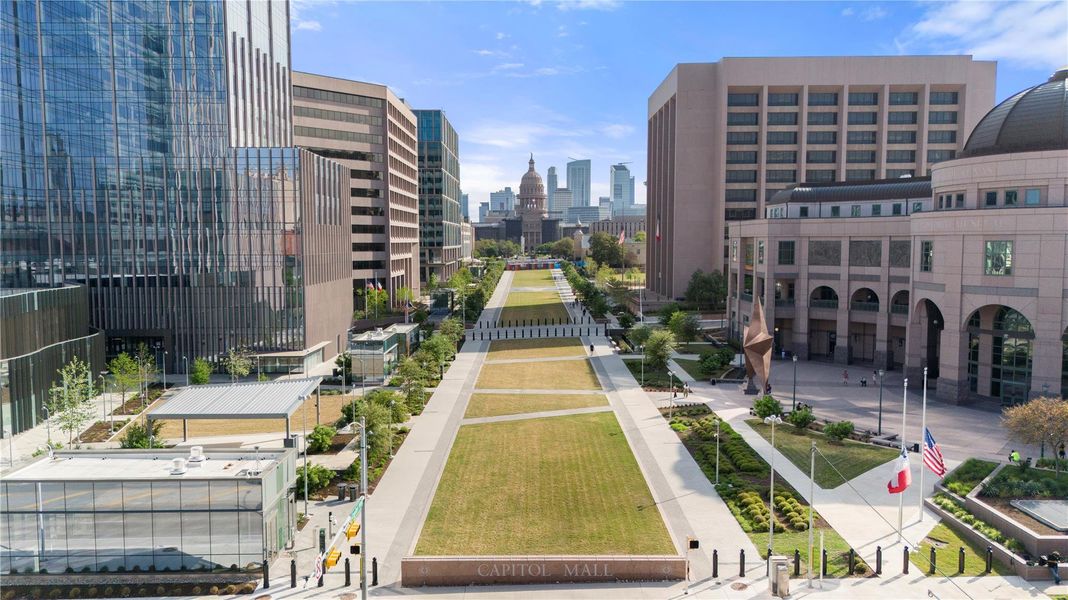 Stroll down Capitol Mall and take in one of Austin’s most iconic views—the Texas State Capitol standing tall at the end of a pedestrian-friendly greenway lined with flowers and history. Just minutes from the Linden, this scenic promenade connects you to the heart of downtown and offers a peaceful route to some of Austin’s most celebrated landmarks... Stroll down Capitol Mall and take in one of Austin’s most iconic views—the Texas State Capitol standing tall at the end of a pedestrian-friendly greenway lined with flowers and history. Just minutes from the Linden, this scenic promenade connects you to the heart of downtown and offers a peaceful route to some of Austin’s most celebrated landmarks...