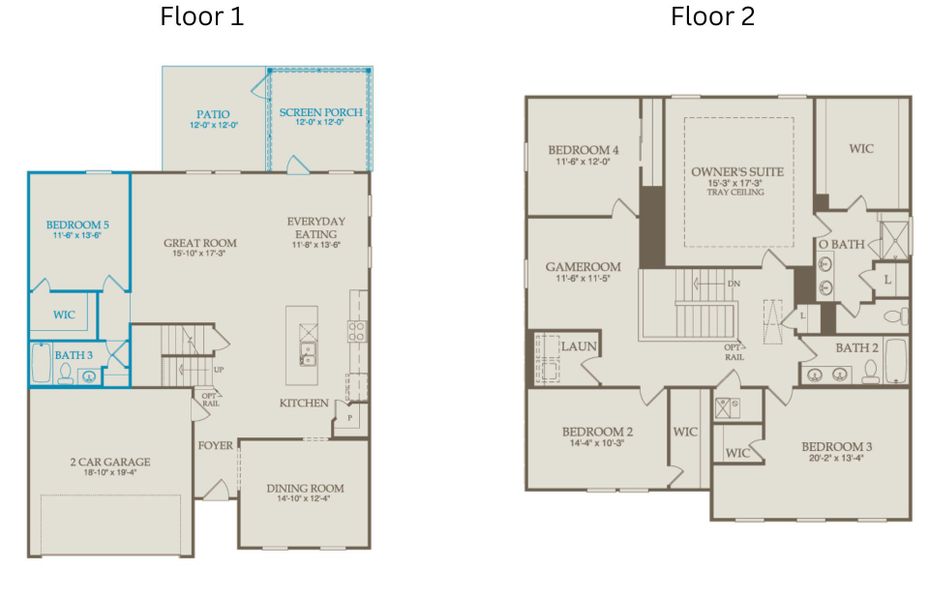 2D floor plan layout of this home in Exchange at 401, Raleigh, NC (Image 6).