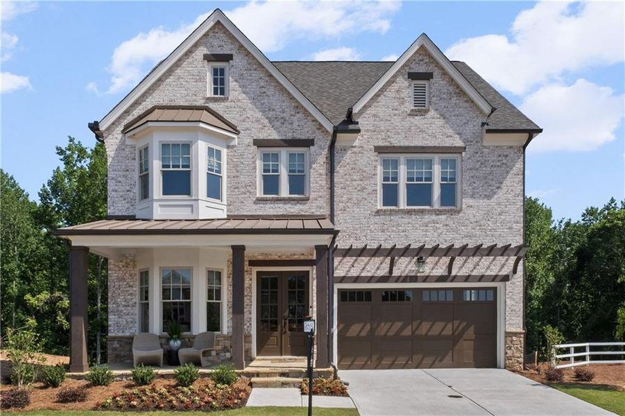 Front exterior of a new home in Laurel View, Suwanee, GA, highlighting curb appeal (Image 28). Front exterior of a new home in Laurel View, Suwanee, GA, highlighting curb appeal (Image 28).