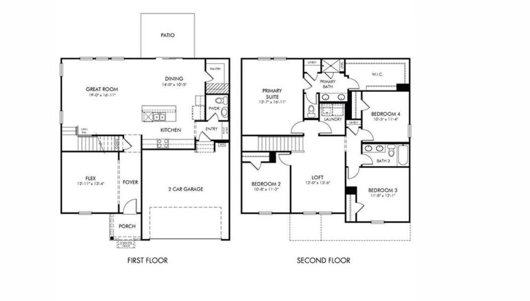 2D floor plan layout of this home in Nelson's Creek, Mocksville, NC (Image 3).