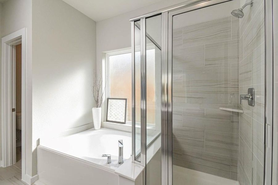 Separate garden tub and shower