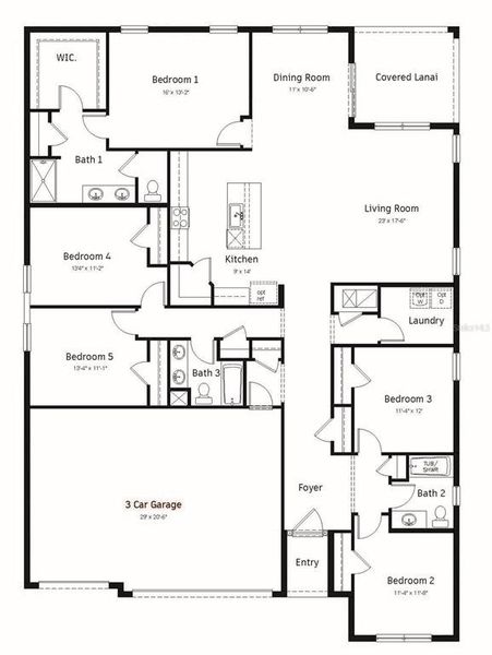 2D floor plan layout of this home in Cove at West Port - Express, Port Charlotte, FL (Image 2). 2D floor plan layout of this home in Cove at West Port - Express, Port Charlotte, FL (Image 2).