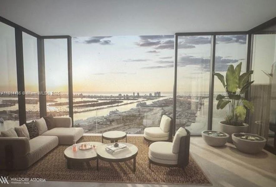 Furnished interior view inside a new home in Waldorf Astoria Residences Miami, Miami (Image 2).