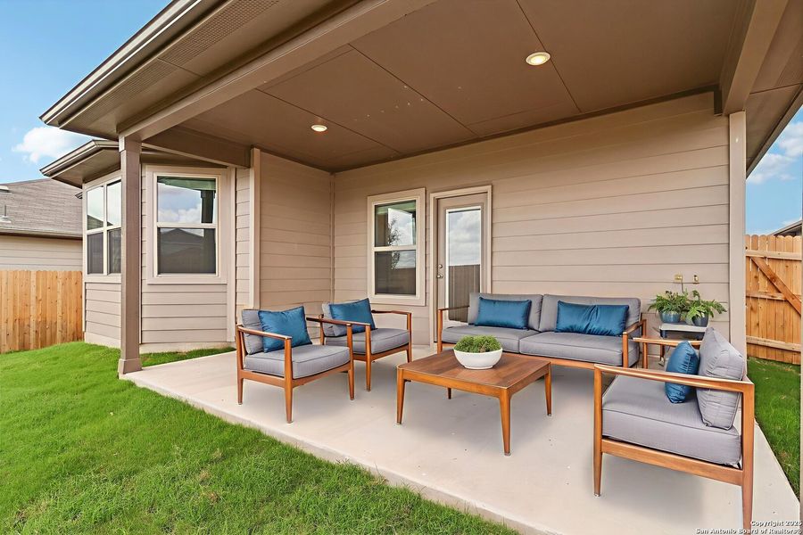 Exterior details and patio area of a home in Legendary Trails - Premier Series, Cibolo (Image 4).