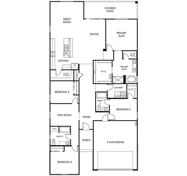 2D floor plan layout for the Lark by Meritage Homes in Mesquite Mountain Ranch at Frontera, Surprise, AZ (Image 5).