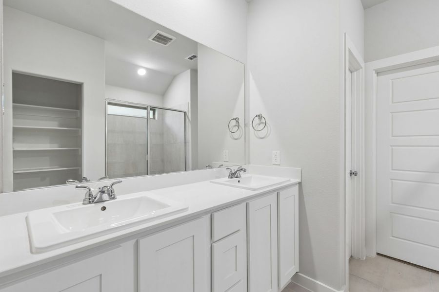 Primary Bathroom in the Oscar home plan by Trophy Signature Homes – REPRESENTATIVE PHOTO