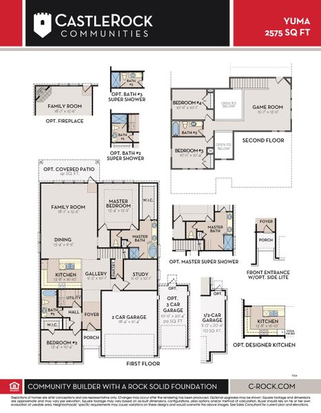 2D floor plan layout for the Yuma by CastleRock Communities in Aden Woods, Fairview, TN (Image 3).
