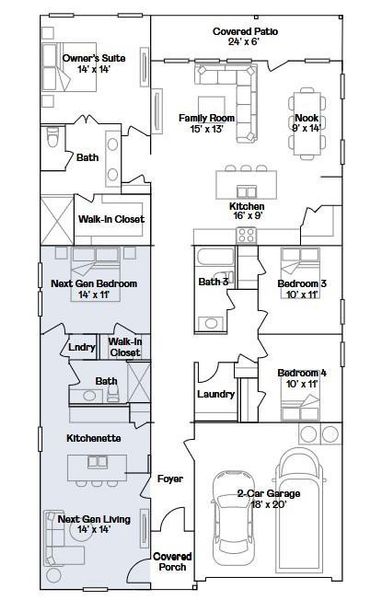 2D floor plan layout of this home in Cypress Green, Hockley, TX (Image 2).