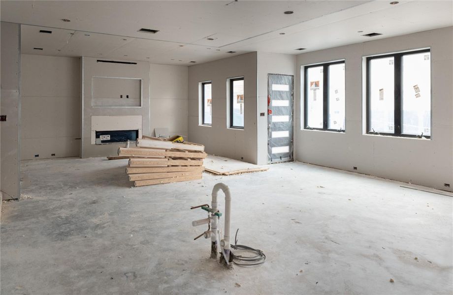 Unit A/D Kitchen, Dining, and Living Rooms. Progress as of 4/15/26.