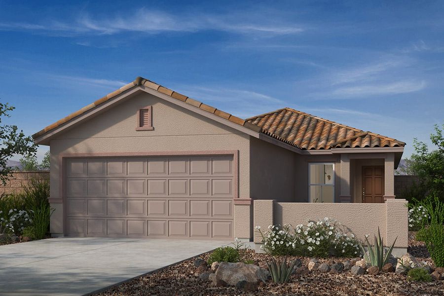 Representative exterior photo of a completed home built from the Plan 1740 by KB Home in Mandarina Reserve, Marana, AZ (Image 6). Representative exterior photo of a completed home built from the Plan 1740 by KB Home in Mandarina Reserve, Marana, AZ (Image 6).