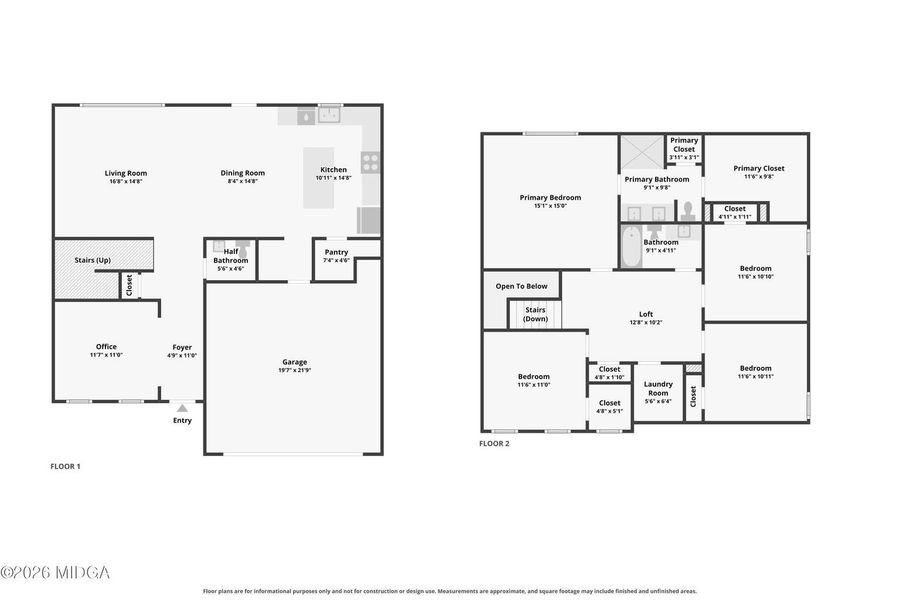 2D floor plan layout of this home in Robins Estates, Warner Robins, GA (Image 4).