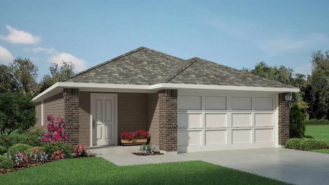 Front exterior of a new home in Deer Meadows, Odessa, TX, highlighting curb appeal (Image 19).