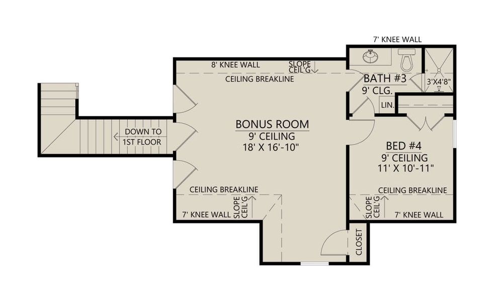 2D floor plan layout for the Canyon Plan by Zeal Home Builders in Patti Lynn Hills, Paradise, TX (Image 5).