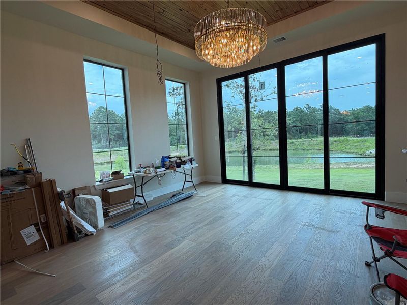 Formal dining with stunning views of the pond Formal dining with stunning views of the pond