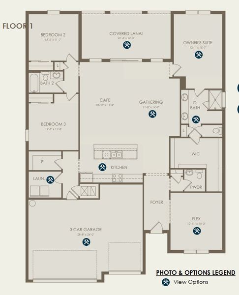 2D floor plan layout for the Ashby by Pulte Homes in Reagan Landing, Bradenton, FL (Image 3).