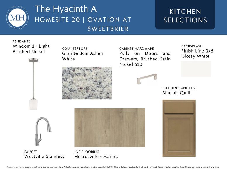 Sample of building materials used in homes in Ovation at Sweetbrier, Durham (Image 6).