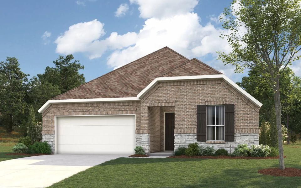 Representative exterior photo of a completed home built from the Garnet by Stonehollow Homes in Creekview Meadows, Pilot Point, TX (Image 8).