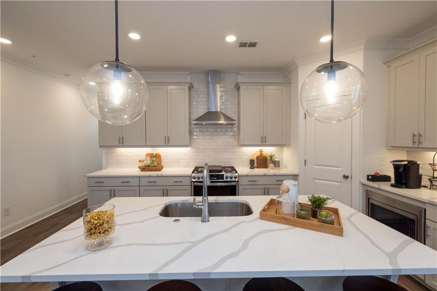 Furnished interior view inside a new home in Ward's Crossing Townhomes, Johns Creek (Image 16). Furnished interior view inside a new home in Ward's Crossing Townhomes, Johns Creek (Image 16).