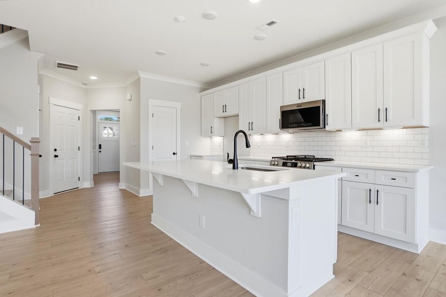 Furnished interior view inside a new home in Blythe Mill Townhomes, Waxhaw (Image 9). Furnished interior view inside a new home in Blythe Mill Townhomes, Waxhaw (Image 9).