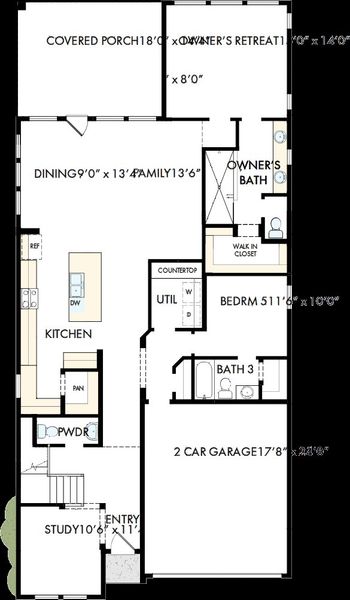 2D floor plan layout of this home in COLTON - Reserve Collection, Todd Mission, TX (Image 5). 2D floor plan layout of this home in COLTON - Reserve Collection, Todd Mission, TX (Image 5).