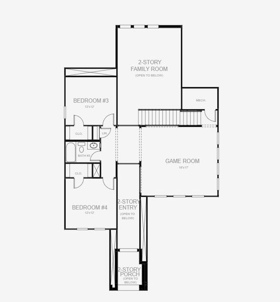 2D floor plan layout for the 3024F by Perry Homes in Glynlea Country Club 50', Port St. Lucie, FL (Image 2).